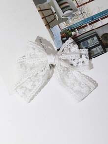 1pc Lace Triple-Layer Bow Hair Clip, Hair Claws, Hair Slide, Hair Barrettes - Beige - View 4