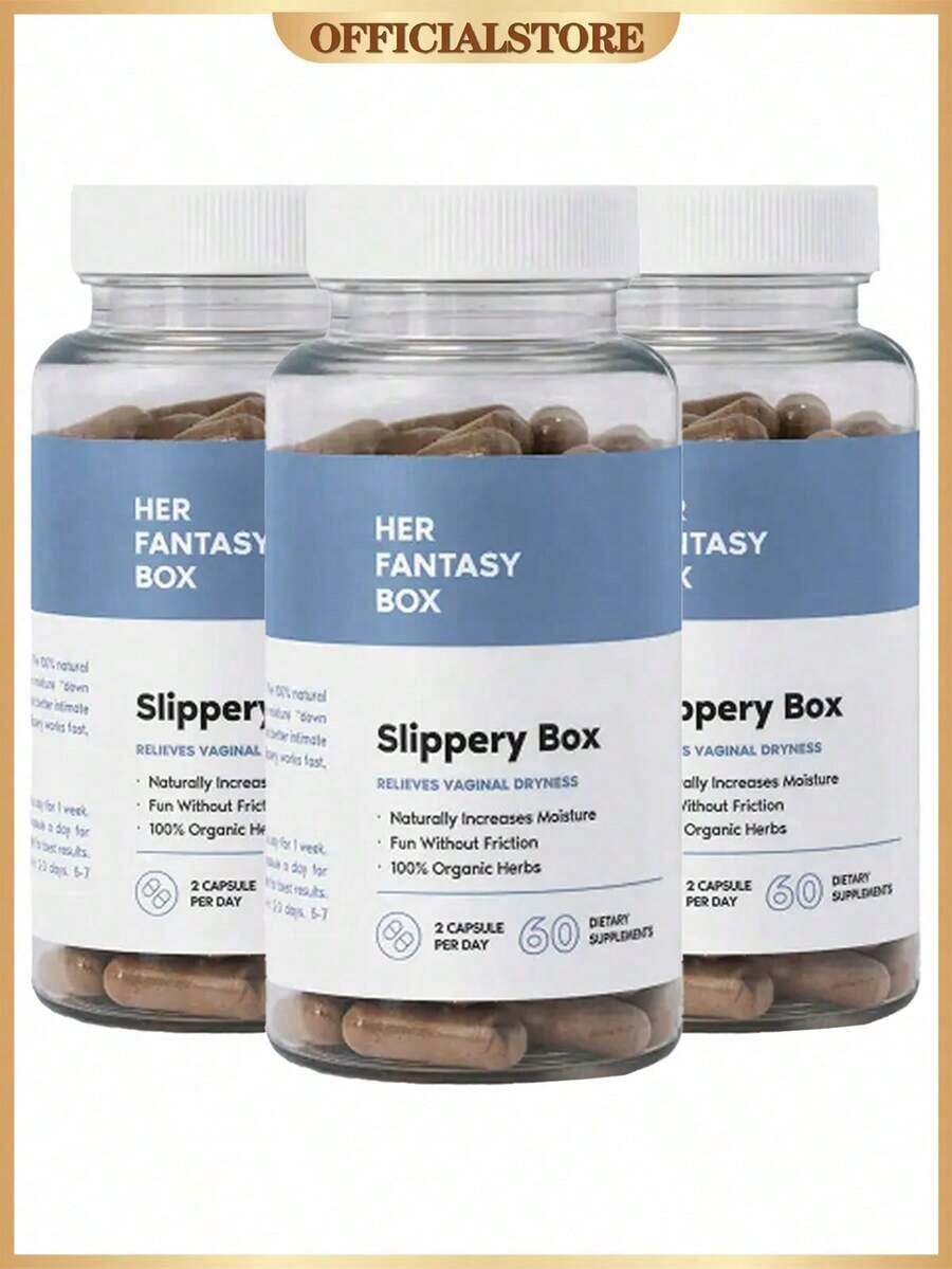 Slippery Box Feminine Care For Vaginal Health - 60 Fast-Acting Capsules For Women's Wellness, PH Balance, And Intimate Support, Probiotics For Women - 3瓶 - 查看 1