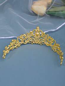 1件优雅女士水晶皇冠发饰，公主风皇冠新娘婚礼派对生日头饰 - 黃色 - 查看 5