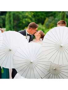 1pc/6pcs Handmade White Paper Parasol, Delicate Sun-Shading Design, Suitable For Wedding, Photography, Cosplay, Classical Dance And Costume Events, Outdoor Sun Protection - Multicolor - View 4