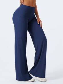 Workout Leggings Womens No Front Seam Straight Leggings 31.5"/ 33"/ High Waist Buttery Eddiy Gym Yoga Pants One Piece - 藏藍 - 查看 7