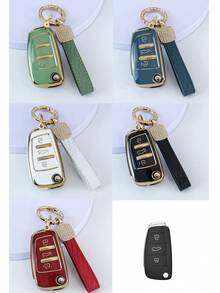 1 pieza Nueva funda de TPU para llavero de coche, adecuada para modelos Audi A3 A6 C5 C6 Q3 Q2 Q7 TT TTS R8 S3 S6 RS3 RS6 A4, a prueba de polvo y golpes, portallaves de alta gama y de moda - KY23 - Ver 13