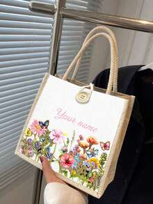 Customizable Tote Bag, Personalized Teacher's Day Gift, Thanksgiving Gift, Lightweight Large Capacity Casual Fashionable Suitable, Suitable For Wedding, Birthday, Beach, Holiday - Multicolor - View 2