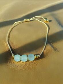 1 chiếc vòng tay đá Aquamarine, vòng tay nữ, quà tặng sinh nhật lần thứ 21, trang sức đá Aquamarine, quà tặng đá sinh tháng 3, trang sức cung Song Ngư. - Màu xanh nhạt - Xem 5
