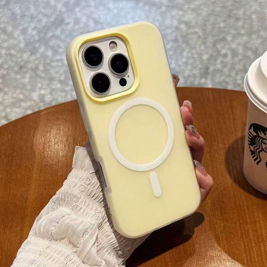 Liquid Silicone Phone Case In Solid Yellow - Anti-Yellowing & Soft Protective, Compatible With [Device], Waterproof, Shockproof, Anti-Fall, Anti-Scratch - Kiểu 9 (1 chiếc) - Xem 1
