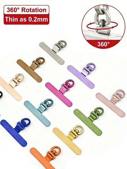 360° Rotatable Ultra-Thin 0.2mm Bendable Stainless Steel Phone Lanyard Buckle, Universal Metal Phone Strap Clip