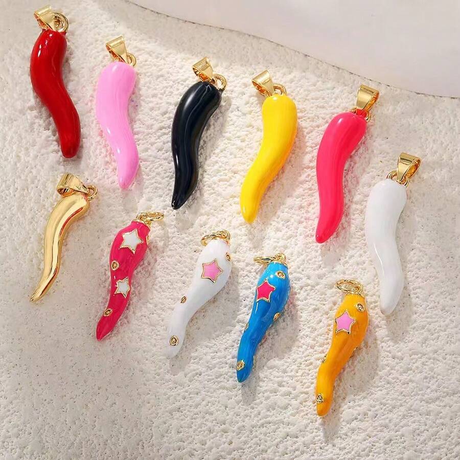 1pc Copper Chili Pepper Pendant, Suitable As DIY Bracelet, Necklace, Anklet Charm, Charm Gift For Halloween, St. Anthony's Day, Colleagues, Family, And Friends - Multicolor - View 1