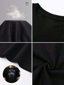 Offers And SalesLocal Store, Men's Shirts, Men's Shirts, Men's Clothing, Men's Shirts, Anti Social Sadboys Club 180G Black And White T-Shirt, Angel Design, High Quality Print, Round Neck, Basic Loose Fit, For Men And Women, Breathable, Versatile, Machine Washable, Comfortable, Size S ~ 3XL, Daily, Casual, Sporty, Summer Essential. Men's T-Shirt, Women's Sweatshirts, Loose, Casual And Versatile Top T-Shirt - 黑色 - 查看 5