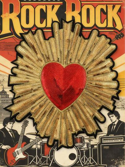 1 pieza Parche bordado con corazón con lentejuelas de estilo hip-hop, parche llamativo para planchar en ropa urbana, apliques bordados con lentejuelas para planchar, adecuado para sombreros, bolsos y chaquetas vaqueras.