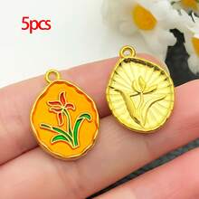 5/10pcs Elegant Flower Enamel Charms Tulip Flower Necklaces Pendants Earrings Charms For Jewelry Making Bracelets Necklaces Earrings Keychains DIY Crafts - Multicolor - View 10