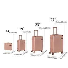 4-Piece Hard Luggage, 360 °   Dual Rotating Four-Wheel Luggage, Password Lock, Lightweight Universal Wheel Luggage, Portable Luggage. On-Site - Vàng hồng + ABS - Xem 9