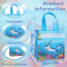 Bộ 8/16 túi tote vải không dệt Blue Shark, thích hợp cho kinh doanh, mua sắm, bán lẻ, sự kiện sinh nhật, trang trí tiệc và đóng gói quà tặng, túi đựng quà mùa hè tươi mát, túi đựng đồ và túi mua sắm. - 9060 - Xem 4
