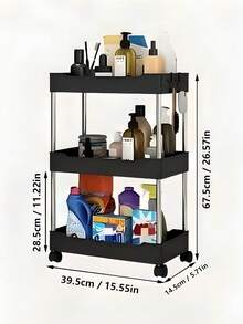 Estantería de almacenamiento móvil de varios niveles, adecuada para baño, inodoro, sala de estar, cocina, estantería de almacenamiento móvil compacta, decoración del hogar y el baño, organización del almacenamiento, decoración de otoño, decoración de vuelta al colegio - Multicolor - Ver 7