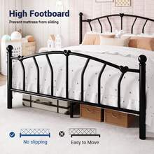 Allewie 14 Inch Twin/Full/Queen/King Size Metal Platform Bed Frame With Heart-Shaped Headboard And Footboard/Iron-Art Mattress Foundation/Under Bed Storage/No Box Spring Needed/Easy Assembly/Noise-Free/Black - 黑色 - 查看 4