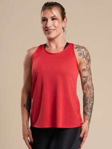 Women's Basic Plain Tank Top, Racerback Style, Mesh, Gym/Running T-Shirt, Lightweight Fabric, DRB Modas - 紅色 - 查看 2