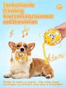 3-In-1 Plush Squeaky Ball Chew Toy, Interactive Voice Toy For Small/Medium Dogs, Dental Care & Intelligence Development Pet Toy, Bright Yellow Spring/Easter Gift - Multicolor - View 3