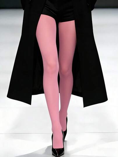 Leggings brillantes de color rosa para mujer talla grande - Leggings elásticos gruesos de color rosa vibrante, adecuados para vacaciones, uso diario casual y encanto de moda