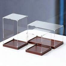 Caixa de Exibição com Bottom de Madeira e Placa Acrílica Transparente, Adequada para Armazenamento e Exibição de Blocos de Construção, Carros de Brinquedo, Modelos e Bonecas - Multicolorido - Visão 1