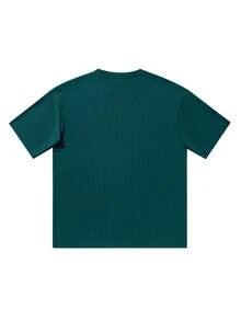 新款男士夏季休闲日常短袖针织衫，适合通勤和居家穿着。 - 軍綠色 - 查看 4