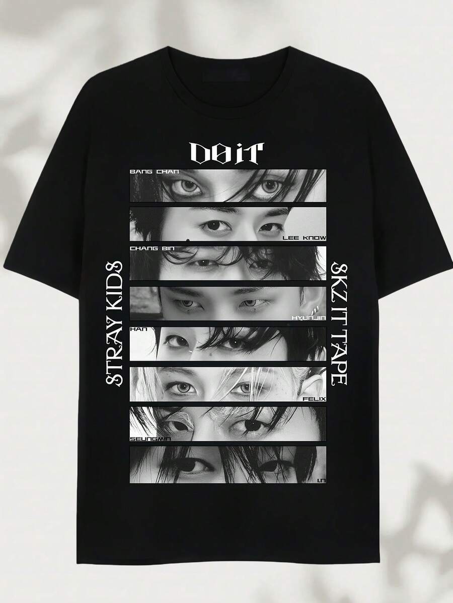 2026: Stray 2026 World Tour T-Shirt And Sweatshirt - Retro Graphic Concert Tees By SKZ It Tap And DomiATE, Printed Tee - Made Of Pure Cotton, It's Soft And Breathable, Suitable For Both Men And Women. It's A Casual Shirt Suitable For All Seasons And A Stylish Souvenir. It's Suitable For Everyday Wear, Streetwear Enthusiasts, And Music Lovers. - 黑色 - 查看 1
