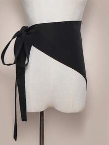 1pc Elegant Versatile Turndown Collar Tie-Up Waist Belt, Suitable For Dresses, Shirts, Coats - Black - View 6