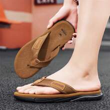 Sandalias de verano con diseño antideslizante, correa de tela, adecuadas para actividades al aire libre - Caqui - Ver 13