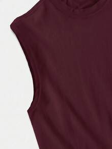 Men's Casual Loose Fit Tank Top, Creative Pattern, Versatile Daily Wear, Relaxed Loose Silhouette, Independent Style - Burgundy - View 4