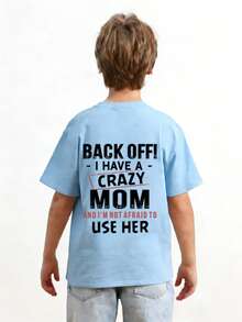 Tween Boy Casual Graphic Print Crew Neck Short Sleeve T-Shirt, Summer Top - Baby Blue - View 2