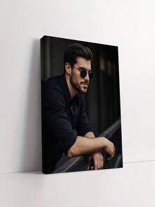 Customizable Wooden Frame Canvas Wall Art - Personalized Family Portraits And Action Photos, Printed, Suitable For Living Room, Bedroom Or Home Office Decor, Cozy Room Accent, Quality Reproduction Framed Canvas Painting - Multicolor - View 2