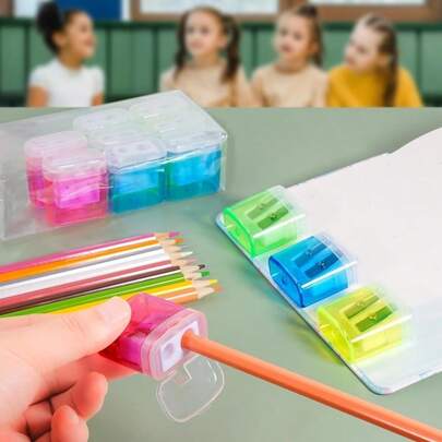 Pencil Sharpener, Manual Pencil Sharpener With Lid, Handheld Pencil Sharpener For Colored Pencils, Portable Pencil Sharpener, Classroom And Office Dual Hole Pencil Sharpener, Christmas Gift Creative Holiday Season, Toddler Boy, Sock Stuffing, Cheap, Sock Stuffing