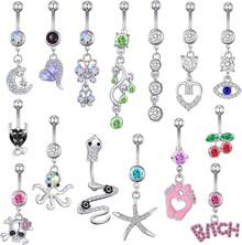 15PCS 14G Stainless Steel Belly Button Rings With AAA Cubic Zirconia - #2-beautiful - View 7