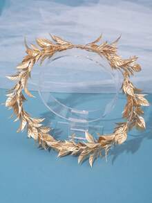 1pc Elegant Gold Leaf Wreath Hair Accessory, Bridal Wedding Headpiece - Gold - View 7