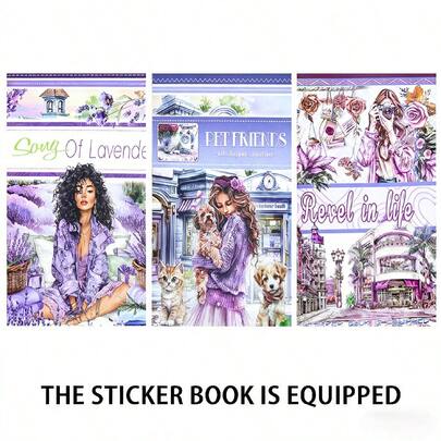 20 Blatt Das Lied des Lavendel Sticker Buch, Große Größe, wasserfest, Dual-Material Washi PET Stern Katze Sticker Set für Scrapbooking, Sammelalbum Zubehör, Schreibwaren, lustige Sticker