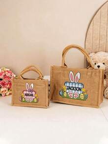 Túi quà Phục Sinh thêu giả tùy chỉnh, túi quà Phục Sinh in chuyển nhiệt, túi hình thỏ Phục Sinh (có thể in tên tùy chỉnh), túi đựng trứng Phục Sinh hình thỏ, túi đựng trứng Phục Sinh, giỏ quà Phục Sinh, túi quà tặng Phục Sinh - Phong cách 20 - Xem 5