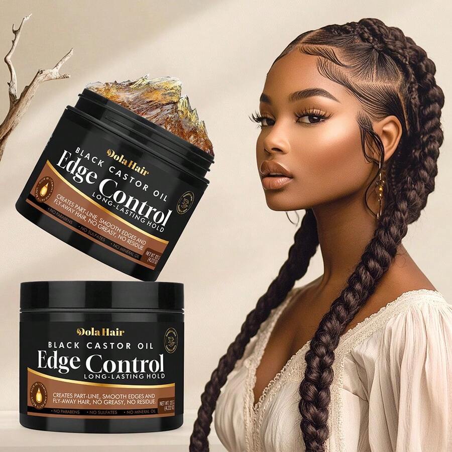 Dola Hair Gel giữ nếp tóc viền trán dầu thầu dầu đen, giữ nếp cực tốt cho tóc dày, công thức tạo kiểu không bong tróc và dưỡng ẩm, thành phần tự nhiên, phù hợp với tóc thường, 120g - Kiểm soát cạnh - Xem 1