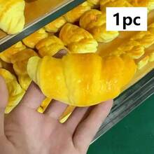 1个慢回弹可挤压减压玩具，逼真面包/甜甜圈/吐司片创意玩具 - 米色 - 查看 11