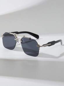 1pc Women Classic Coloful Geometric Oversized Rimless Design Pearl Decoration Fashion Y2K Fashion Glasses For Musical Festival Outdoor Travel Camping Beach Rave Party Daily Life Protection Accessories - Multicolor - View 14