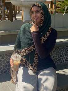 1 pieza Pañuelo/Bufanda de mujer estilo bohemio con estampado de leopardo de rayón viscosa, moda, cómodo, suave y transpirable. Adecuado para uso diario de pañuelo de mujer, se puede combinar con batas largas, accesorios, toalla de playa - Multicolor - Ver 6