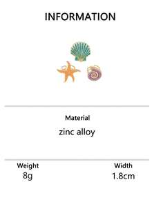 Set de 3 anillos de metal con diseño de concha y estrella de mar de colores a la moda, adecuados para la playa, viajes, elegantes y versátiles - Morado - Ver 7