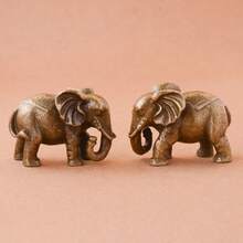 Brass-Colored Elephant Home Decor: Adorable Brass-Tone Elephant Sculpture, Suitable For Home Decor, No Power Needed, Fits Living Room And Office, Perfect Gift For Animal Lovers And Home Decor Enthusiasts. - Elephant - View 3