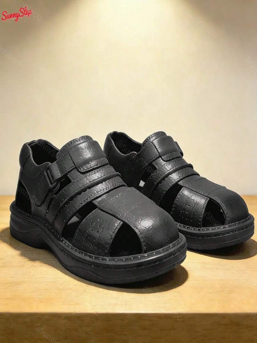 Sandalias casuales para hombre, sandalias ligeras de verano, antideslizantes y cómodas, sandalias para uso diario, paseo y salida - Negro - Ver 1