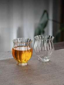 1pc Thick Heat-Resistant Glass Lotus Flower Tea Cup, Handmade Teaware For Gongfu Tea Ceremony - Transparent - View 6