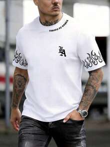 Men's Summer Sports T-Shirt, Lightweight Casual Outdoor Running Quick-Dry Fashionable Printed Top - White - View 5