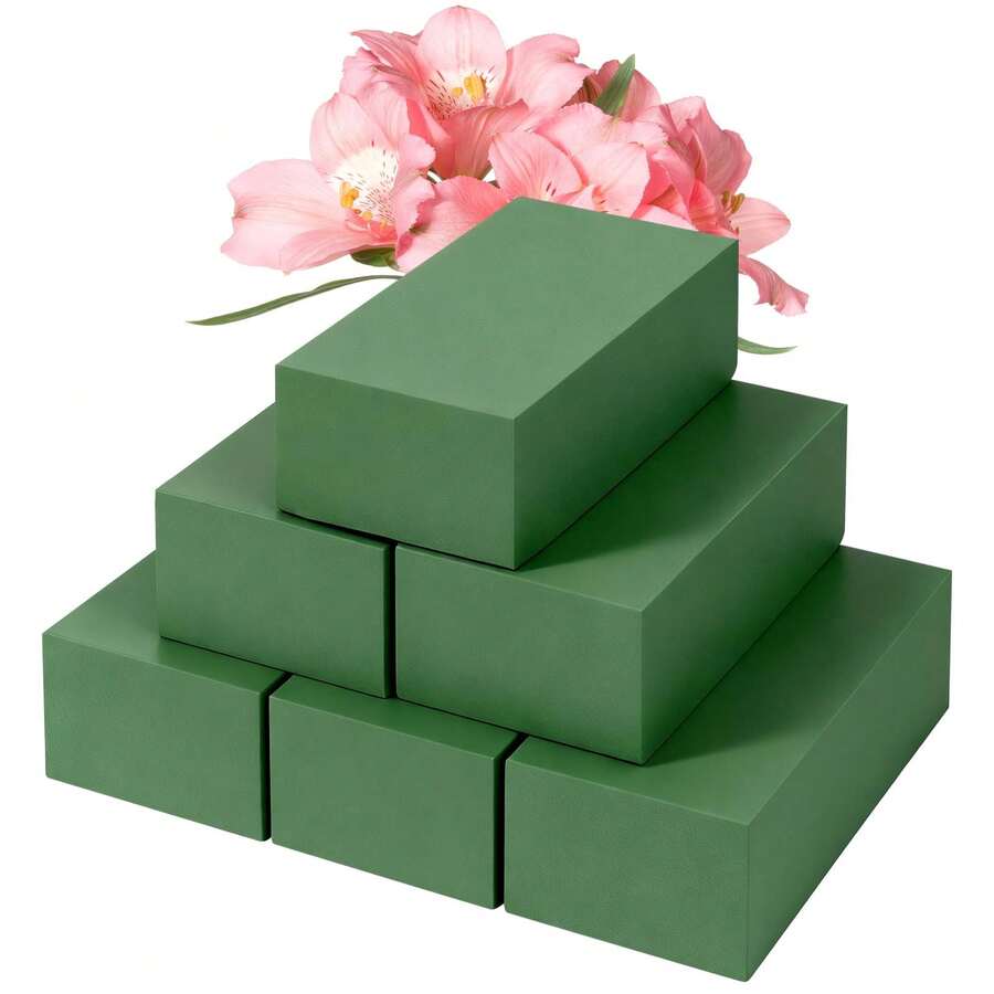 6pcs Green Plant Dry & Wet Floral Foam Blocks, Suitable For Flowers & Artificial Flowers Decoration, Wedding, Home, Gardening (Size: 5.5" L X 3.1" W X 1.6" H)