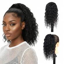 Ponytail Extension 14 Inch Synthetic Deep Wave Drawstring Ponytail For Women Short Wavy Curly Fluffy Ponytail For Daily Use - Multicolor - View 5