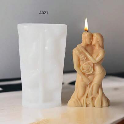 DIY情人节香氛蜡烛硅胶模具，情侣拥抱石膏小雕像装饰