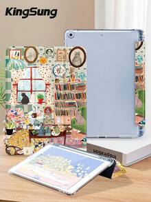 Kingsung Cute Corner Animal Pattern Tablet Protective Case, Suitable For 9.7/10.2/10.5/10.9/12.9 Inch Pro, 10th Gen , Galaxy Tab S6 Lite 10.4 Inch, Kindle Paperwhite 12th Gen 2024 And Kindle (11th Generation) 2022, Soft Shock-Proof Protection, Support Smart Sleep/Wake Function - Multicolor - View 4