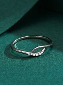 1pc Elegant Geometric Pattern S925 Sterling Silver Ring, Suitable For Minimalist Style, Stackable, Exquisite Jewelry - Silver - View 3