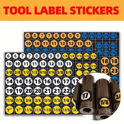 75pcs/Set Mechanical Drive Socket Label Stickers, Quick And Easy Socket Reminder Stickers, Convenient Identification Label Set