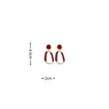 1对不对称法式复古风耳环，时尚简约日常通勤耳环，女士款 - 幾何型 - 查看 6